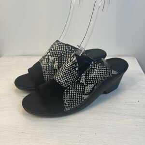 Annie Women’s Open Toe Mule Heels Black & White Animal Print Comfort Shoes 7.5M